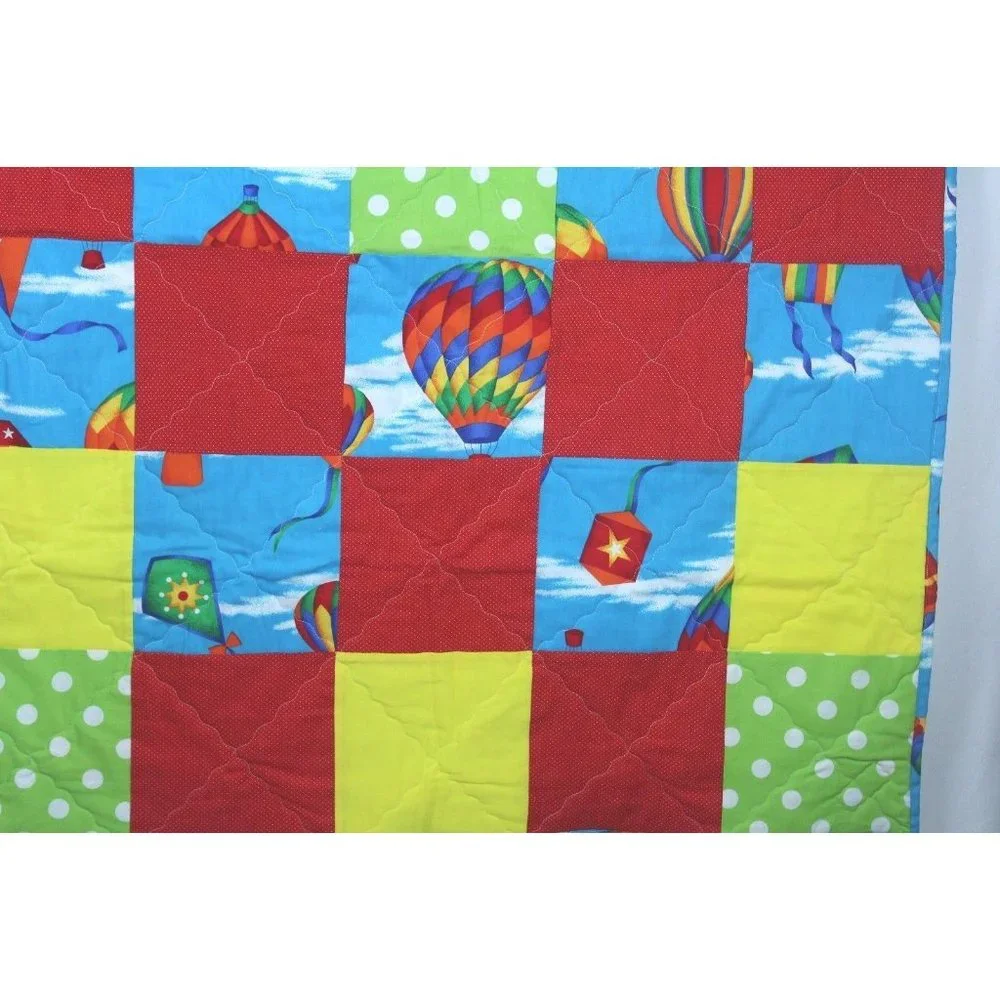 Hot Air Balloon Quilt Baby Kid Throw Cover Handmade Quilt Appx 37 x 44
